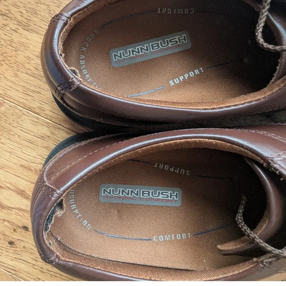 Nunn Bush Oxford Shoes Brown Leather Dynamic Comfort 12M Business Casual *READ